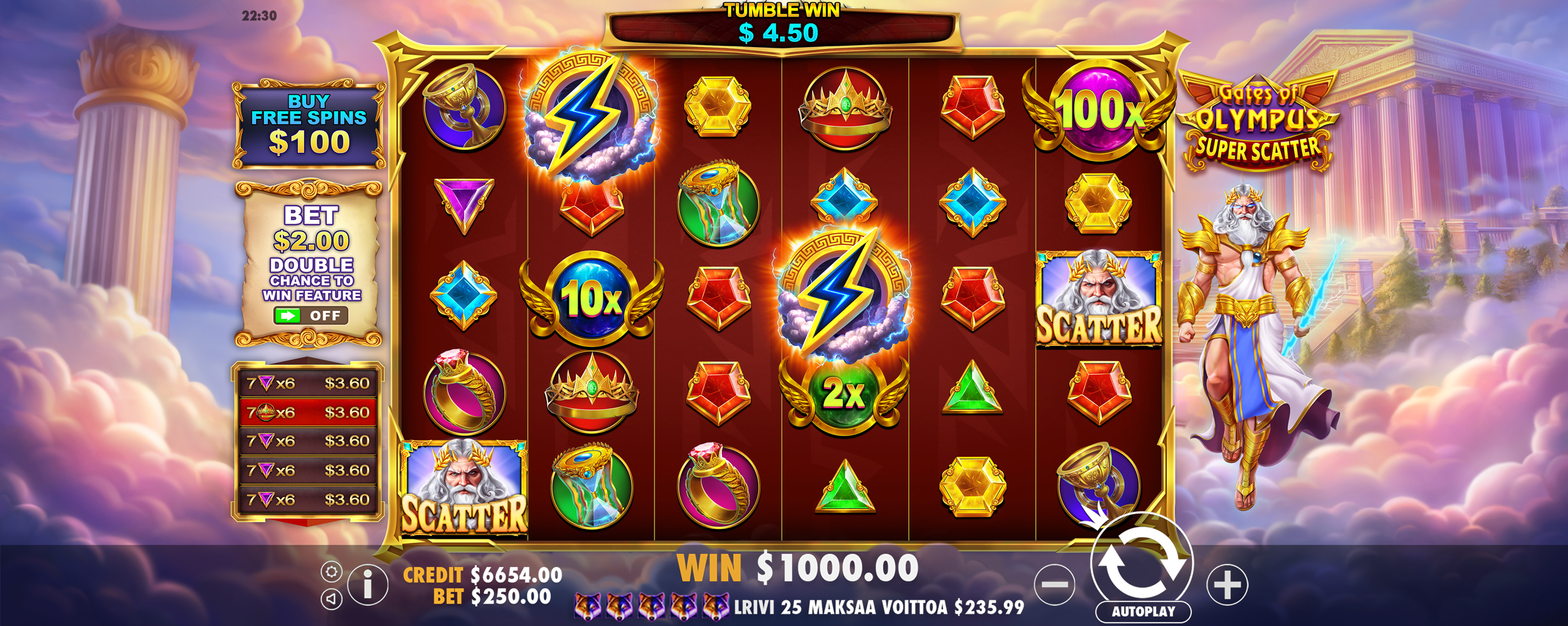 Gates of Olympus Super Scatter - screenshot with slot description 3